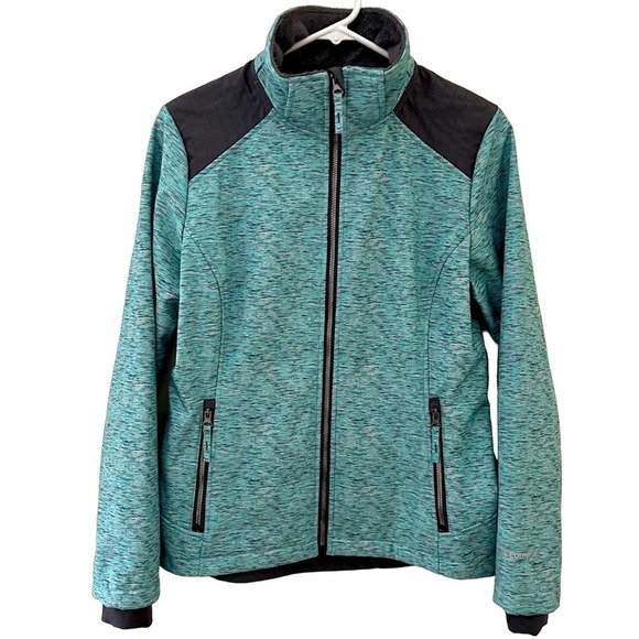 Free Country Women’s Prevail Blue Softshell Full Zip Wind Water Resistant Jacket - Picture 1 of 8
